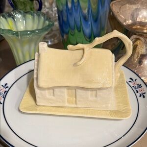 Vintage Belleek Butter Dish